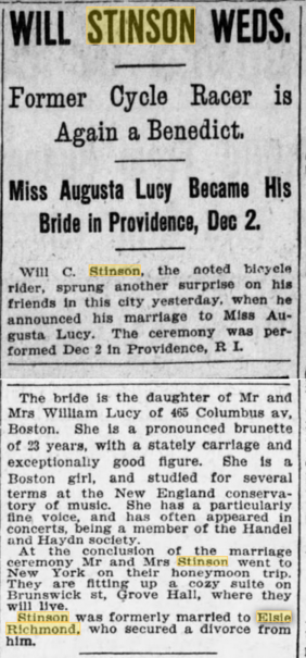 Newspaper article announcing the marriage