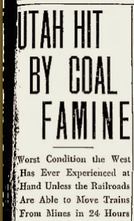 Headline: Utah Hit by Coal Famine
