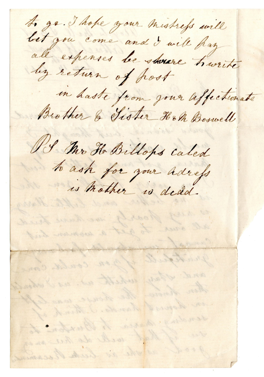 1869 Letter from Henry and Maria Boswell to Emily Hall. part 2