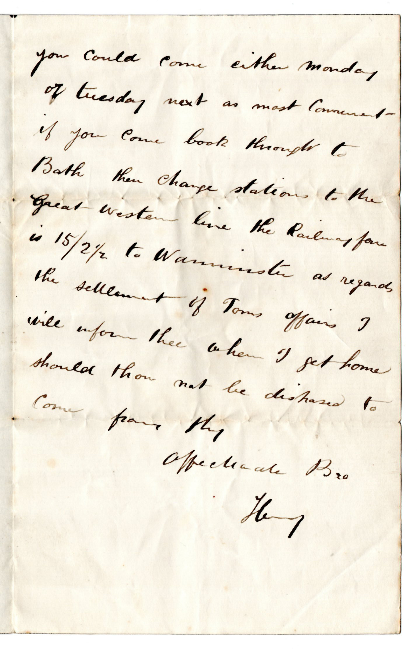 1873 letter from Henry Hall to William Hall regarding the death of Tom Hall, page 2 