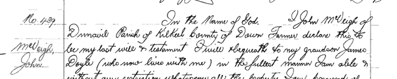 Will of John McVeigh, of Dunnaval Townland, Kilkeel