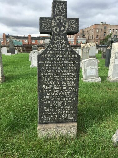 headstone of David Sloan, in Queens NY