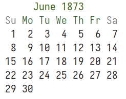 June 1873 calendar